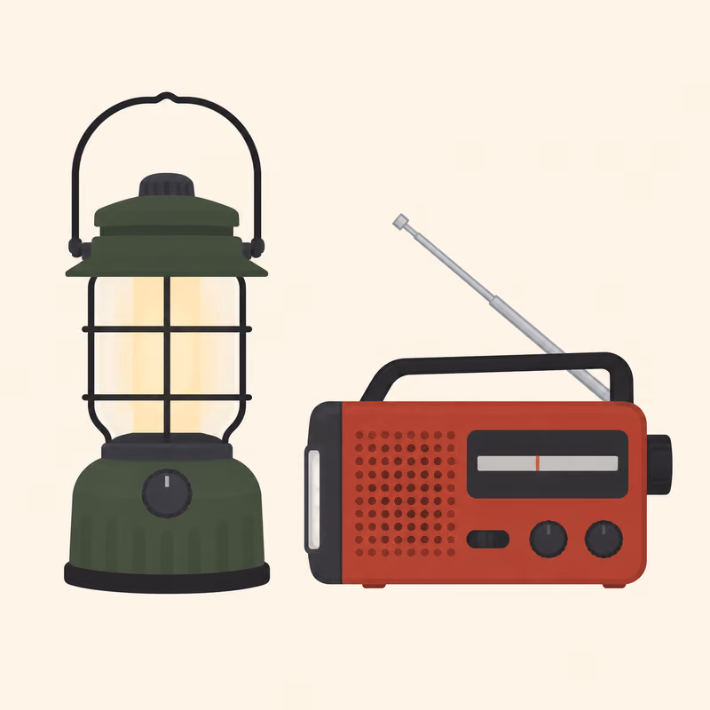 Emergency lights and radio